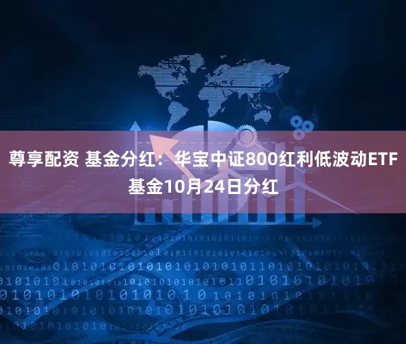 尊享配资 基金分红：华宝中证800红利低波动ETF基金10月24日分红